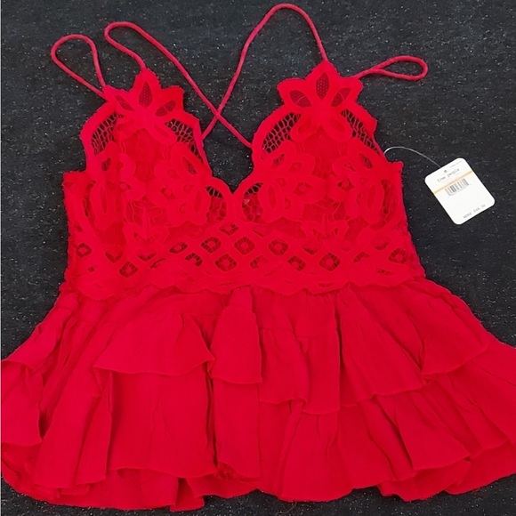 Free People NEW Adella Cami Red Small - Picture 4 of 9
